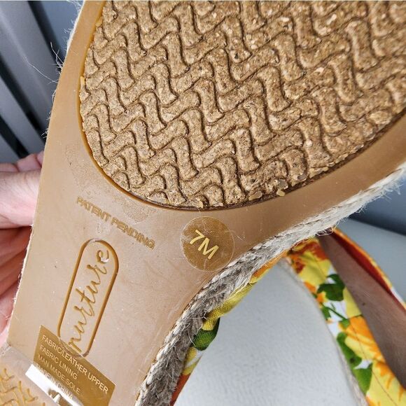 Nurture Flowered Canvas Ballet Flats Rope Stitched Leather Shoes 7M Espadrille - Picture 5 of 5